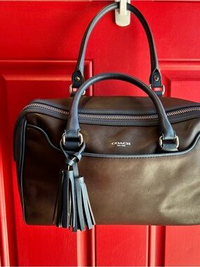 Coach Two Tone Leather ’Haley’ Satchel Blue and Brown